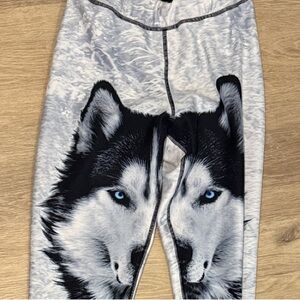 Denimaxx Husky Print Gray Leggings with velvet liner